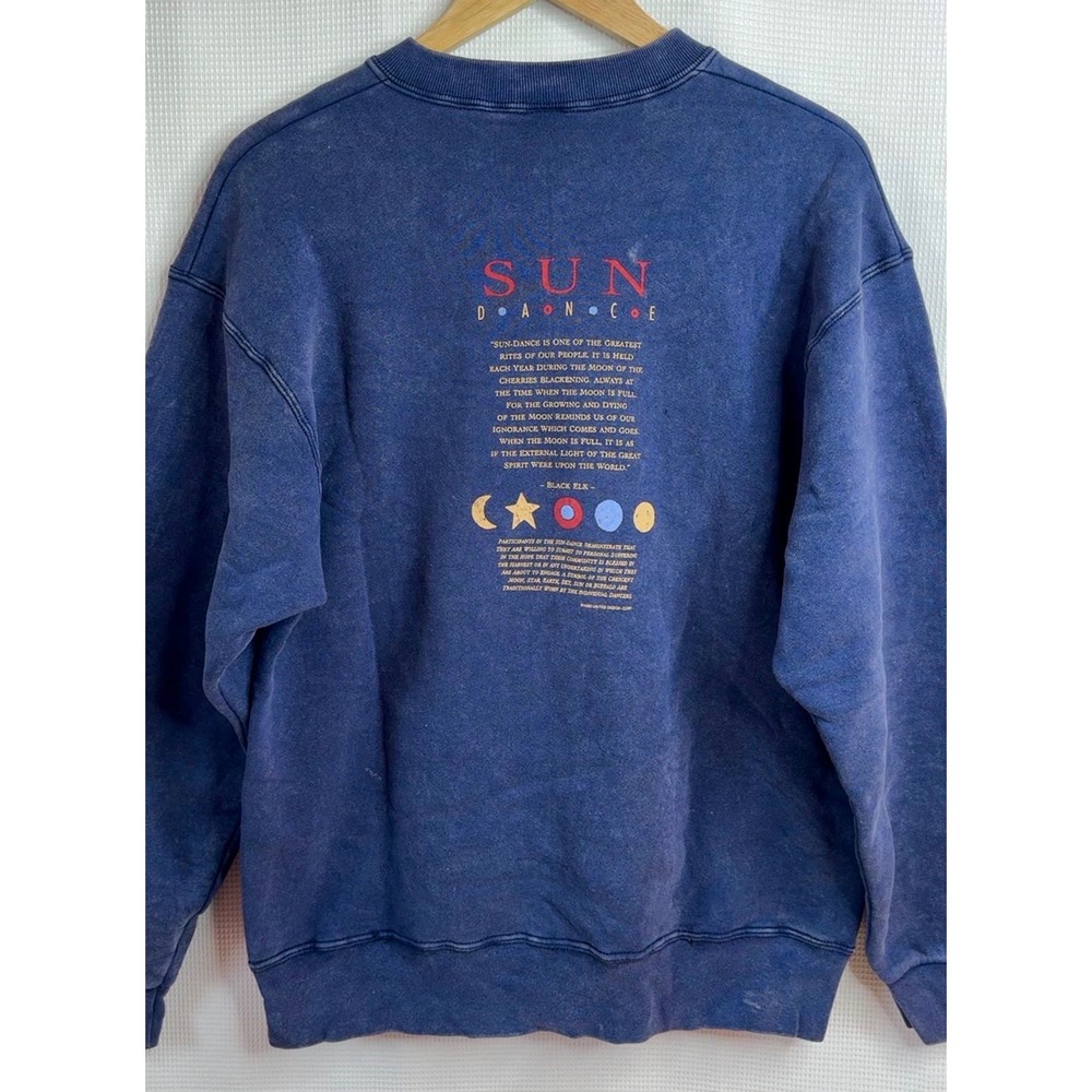 Vintage 1993 Sun Dance Black Elk Buffalo Sweatshirt Southwestern USA Made Large - Picture 3 of 6